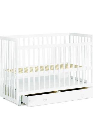 Гр кровать для малыша софия с шарниром и выдвижным ящиком (белый, белая палочка)