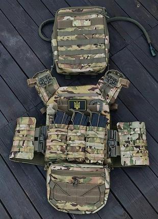 Комплект плитоноска gen.8 быстрого сброса+ 2 подсумка и рюкзак под гидратор олива