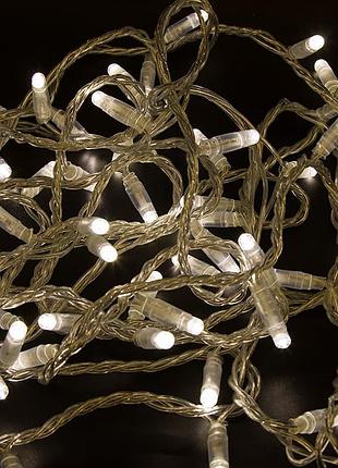 Гірлянда 600 led (діод) white hot, 100 метрів, 8 режимів, прозора ізоляція