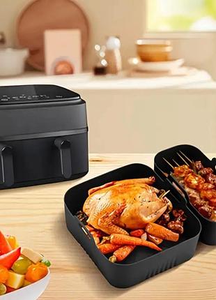 Набор форм в аерогриль прямоугольная и квадратная силиконовые 19398 2 шт черный