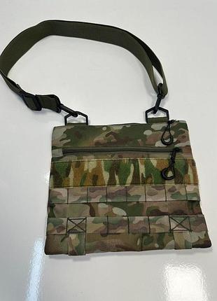 Тактическая наплечная сумка с велкро и кобурой мультиками