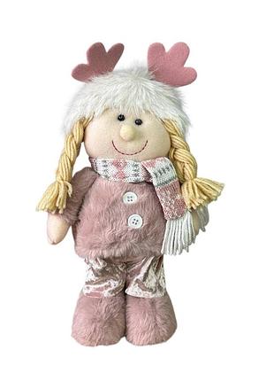 Фигура новогодняя кукла девочка 19328 32 см розовая