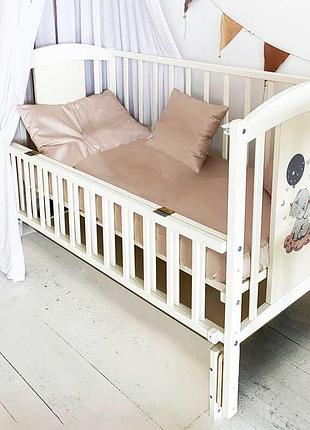 Гр кроватка лили-2 «слоник» (1) шарнир-подшипник с откидной боковиной, цвета слоновой кости