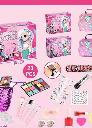 Дитячий комплект краси 40012 (60/2) з аксесуарами, тінями, помадою, лаком, накладними віями, накладними нігтями, 3 браслетами,