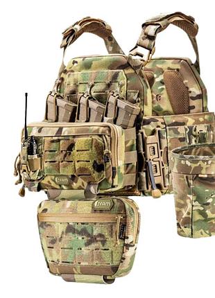 Плитоноска м8 + админ панель на 3 магазина ак/аr и 3 подсумка multicam cordura 1000d с irr