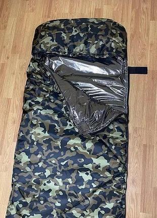 Спальный мешок до -20 утеплитель холофайбер (синтепон) 400г/м2 с подкладкой omni-heat 225 * 75 см камуфляж
