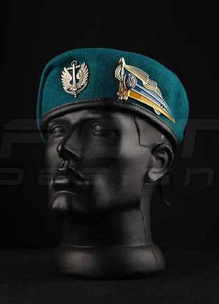 Берет морської пехоти крапля морська хвиля з металевим прапорцем повний комплект l (59-60 см)