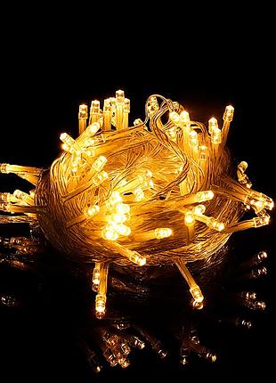 Гирлянда 200led (диод) white hot, 20 метров, 8 режимов, прозрачная изоляция