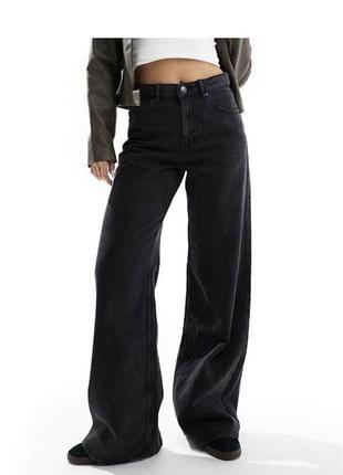 Джинси жіночі pull&bear широкі палаццо графіт/темно-сірі