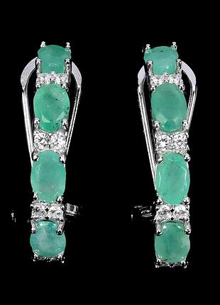 Сережки срібло 925 натуральний смарагд