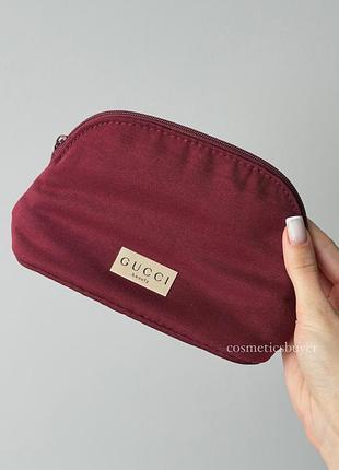 Gucci makeup bag бордова мʼяка косметичка сумка кейс пенал органайзер для косметики гуччі
