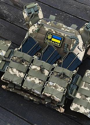 Комплект плитоноска быстрого сброса+ 3 подсумков пиксель мультикам