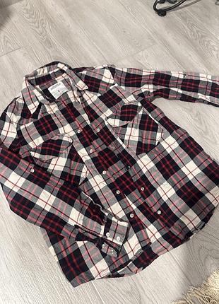 Сорочка в клітинку zara червона xs s