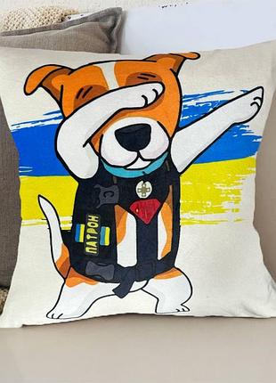 Подушка патриотическая 3d "пес патрон" 2712_d 12748 35х35 см белая