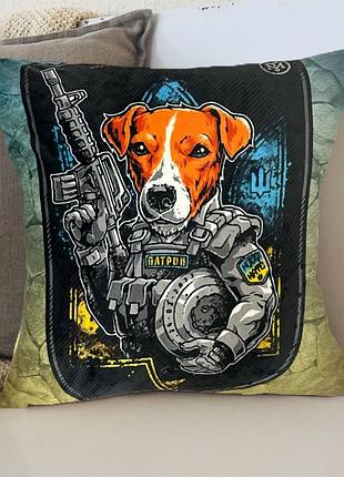 Подушка патриотическая 3d "пес патрон броненосець" 2707_d 12738 35х35 см