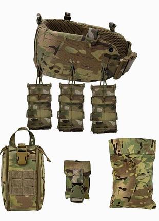 Тактический пояс под ак / аr система molle laser cut рпс +6 подсумков карман под баллистический пакет 85*15 мультикам