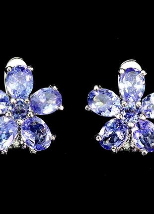 Серьги серебро 925 натуральный танзанит