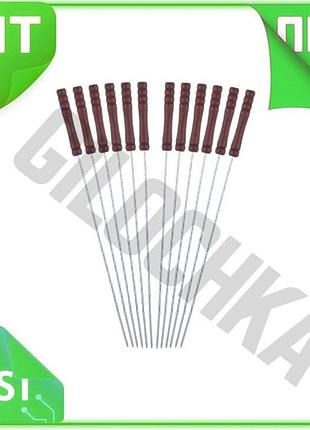 Ve шампур для гриля скаут new version 380 мм 12 шт нержавеющая сталь для барбекю шашлычки деревянные р n6w_ver