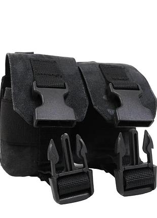 Подсумок для двух гранат черный мультикам с дополнительной стропой для фиксации гранаты.