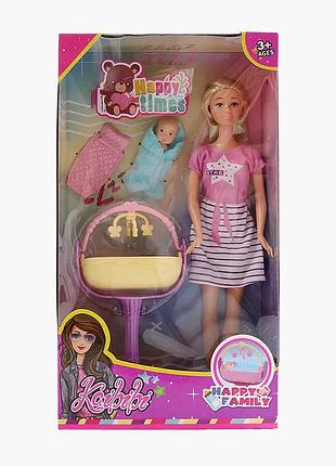 Детская игрушка wg 228 (72/2) высота 30 см, съемная одежда, колыбель, подвижные конечности в коробке