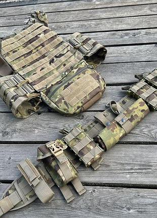 Комплект плитоноска быстрого сброса cordura 1000d +рпс и 7 подсумков мультикам піксель