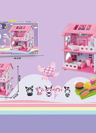 Миниатюрный двухэтажный дом yq 561 с аксессуарами и героями, 31,5х31х40 см