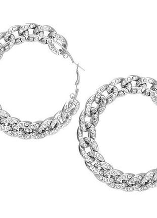 Серьги женские кольцо 8471 80 мм 2 шт серебристые