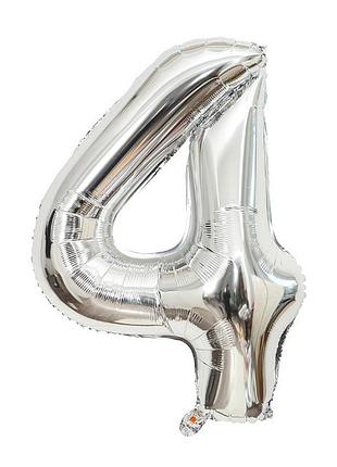 Шарик надувной цифра серебро 4 7959 40х98 см