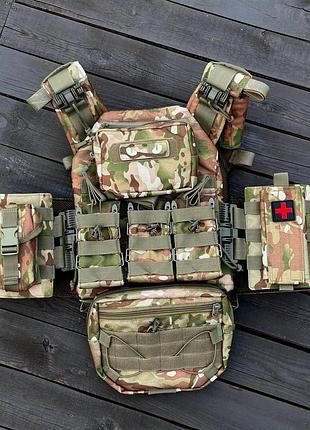 Комплект плитоноска gen.7 быстрого сброса+ 7 подсумков мультикам олива