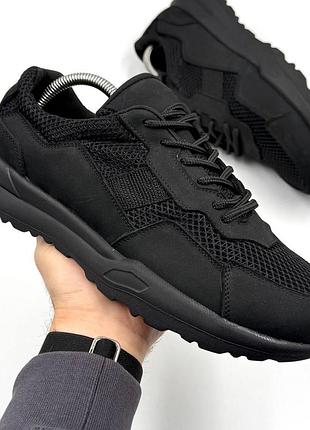 Кросівки тактичні літні шкіряні вставки 3d сітка чорний 39