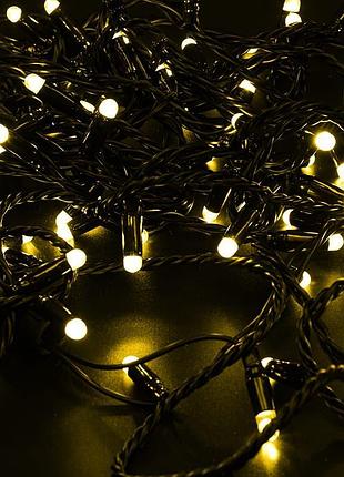 Гирлянда 160led (диод) yelow, 20 метров, подлючаемая вилка, черная изоляция