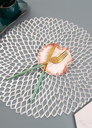 Салфетка сервировочная 5454 38 см серебристая