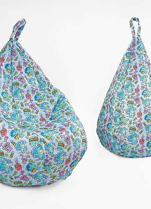 Героический пуф 'медвежонок с бургером' д31263 с водоотталкивающим чехлом, высота 88 см