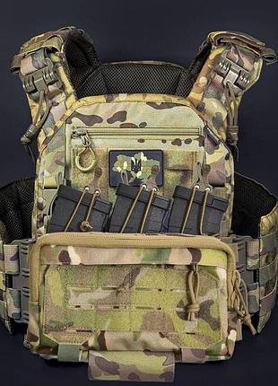 Плитоноска v10 + потрійний підсумок під магазини ак/ar разом з адмін підсумком мультикам чорний