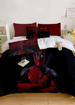 Постільна білизна 3d полуторна з мікросатину дедпул 31363 150х215 см 50х70 см