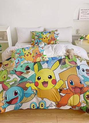 Постільна білизна 3d полуторна з мікросатину сни з пікачу 31381 150х215 см 50х70 см