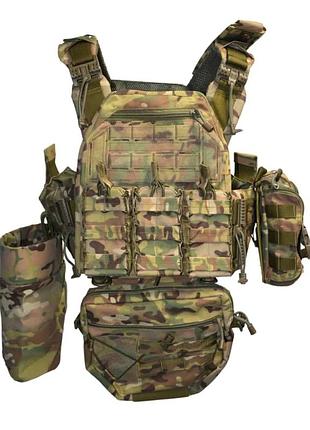 Плитоноска быстрого сброса gen.3 pro cordura 1000d + 9 подсумков мультикам піксель мм14