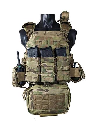 Комплект плитоноска для плит 27х33см + 7 шт підсумків мультикам 15*35 бокові камербанди (регулювання плитоноски по об’єму від 129см - 143 см )