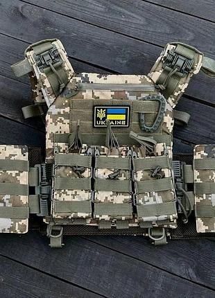 Комплект плитоноска gen.7 швидкого скидання+ 3 підсумків піксель чорний