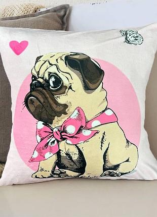 Подушка 3d мопсове щастя 2543_e 11994 50х50 см