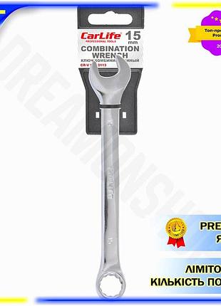 Dm ключ комбінований carlife специфікація 2.2 15мм для гайок та болтів з накидною головкою для ремонту spe|lz