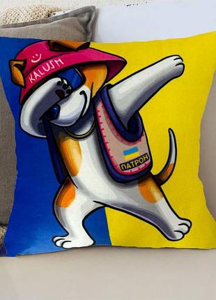 Подушка патриотическая 3d "пес патрон kalush" 2721_d 12766 35х35 см