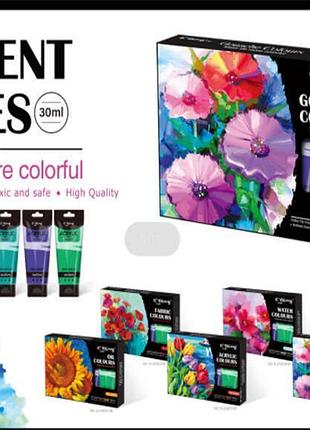 Набір яскравих кольорових фарб 6 штук, в коробці