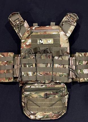 Комплект плитоноска быстрого сброса+ тройной подсумка и напашник мультикам олива