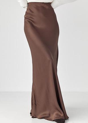 Жіноча атласна довга спідниця на резинці
