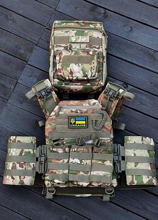 Комплект плитоноска gen.7 быстрого сброса+ 2 подсумка и рюкзак мультикам піксель