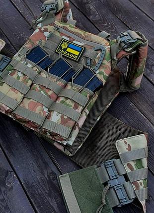 Комплект плитоноска быстрого сброса+ тройный подсумка мультикам піксель