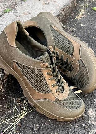 Тактические летние кроссовки вставки сетка олива 45