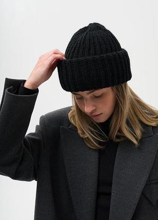 Теплая женская зимняя шапка without pikul 2026 black