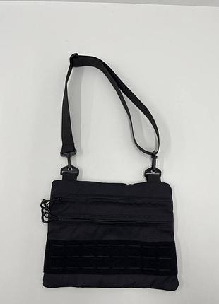 Сумка через плечо с велькро средняя 30х24 см черная піксель